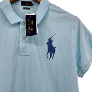 Polo Ralph Lauren Skinny Fit Polo Shirt Mens XL Soft Aqua Big Pony NWT